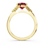 Cluster Stone ruby Engagement Ring side profile