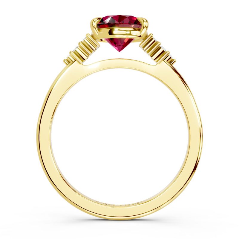Cluster Stone ruby Engagement Ring side profile