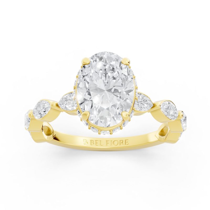Ballerina Inspired Solitaire Engagement Ring in yellow gold, front view