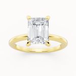 Radiant Cut Solitaire Engagement Ring in yellow gold, front view