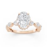 Ballerina Inspired Solitaire Engagement Ring in rose gold, front view