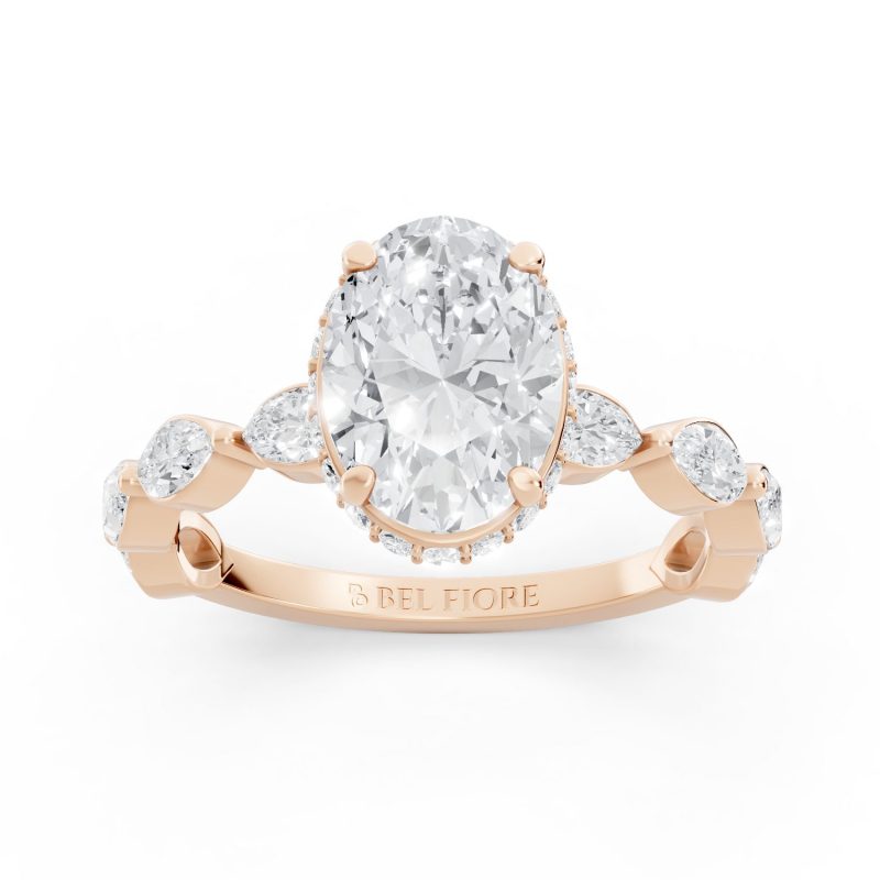 Ballerina Inspired Solitaire Engagement Ring in rose gold, front view