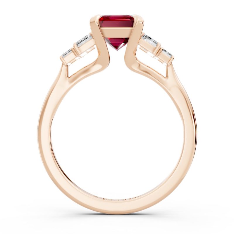 Classic Five Stone ruby Engagement Ring side profile
