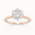 Tulip claw solitaire white diamond engagement ring in rose gold, front view
