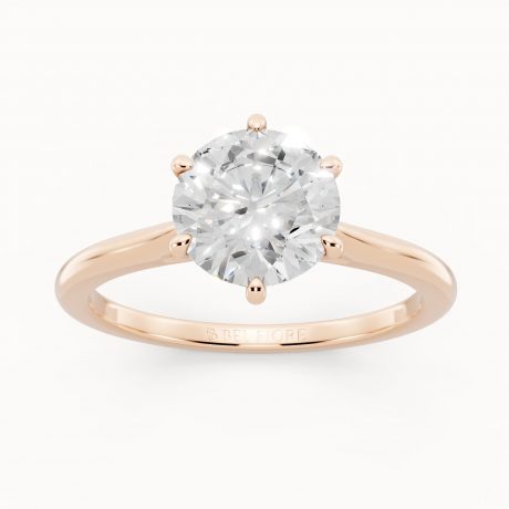 Tulip claw solitaire white diamond engagement ring in rose gold, front view