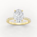 Pavé Diamond Band Engagement Ring in yellow gold, front view