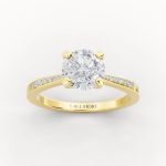 Floral Side Detail Engagement Ring in yellow gold, front view