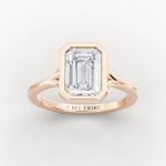 Bezel Set Solitaire Engagement Ring in rose gold, front view
