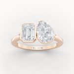 Refined Toi et Moi Engagement Ring in rose gold, front view