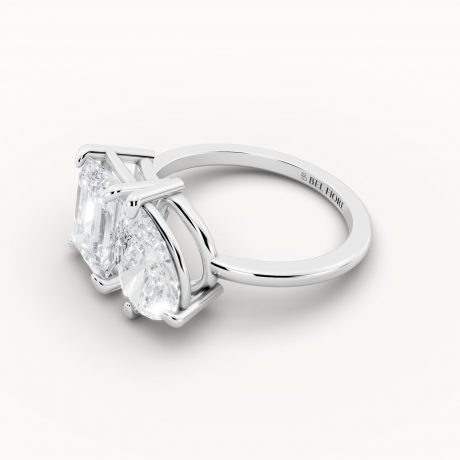 Emerald & Pear Toi et Moi Engagement Ring, White Gold, Side View