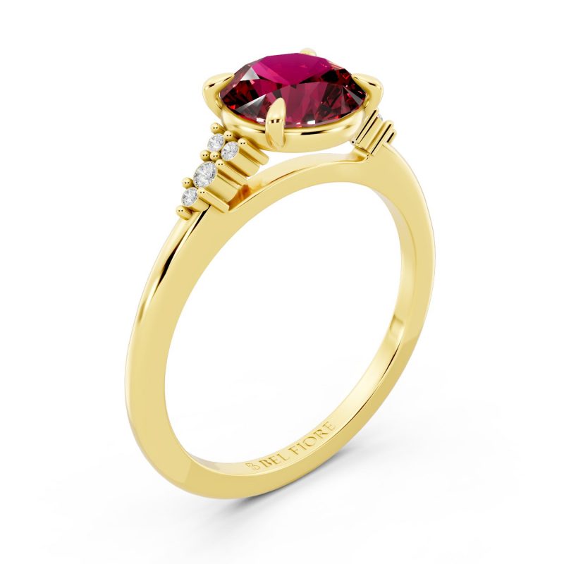 Cluster Side ruby Engagement Ring top view