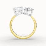 Emerald & Pear Toi et Moi Engagement Ring side profile
