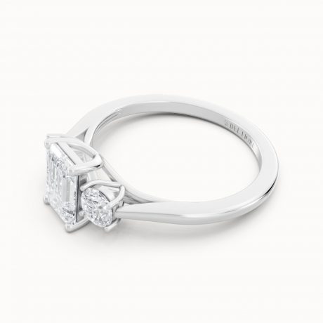 Elegant Emerald & Round Trilogy Ring