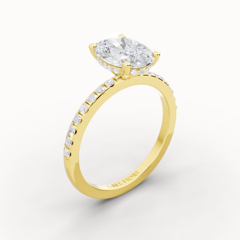 Pavé Diamond Band Engagement Ring top view
