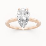 Refined Pear Solitaire Engagement Ring in rose gold, front view