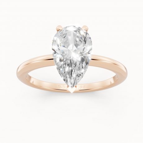Refined Pear Solitaire Engagement Ring in rose gold, front view