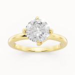 Classic Round Solitaire Engagement Ring in yellow gold, front view
