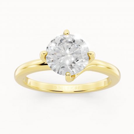 Classic Round Solitaire Engagement Ring in yellow gold, front view