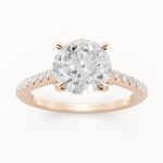Elegant Cushion Shoulder Solitaire Engagement Ring in rose gold, front view