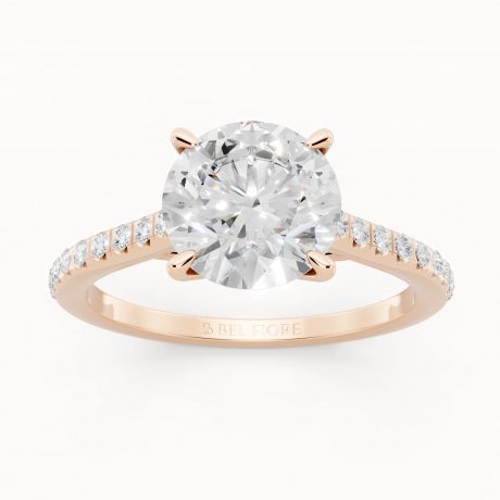 Elegant Cushion Shoulder Solitaire Engagement Ring in rose gold, front view