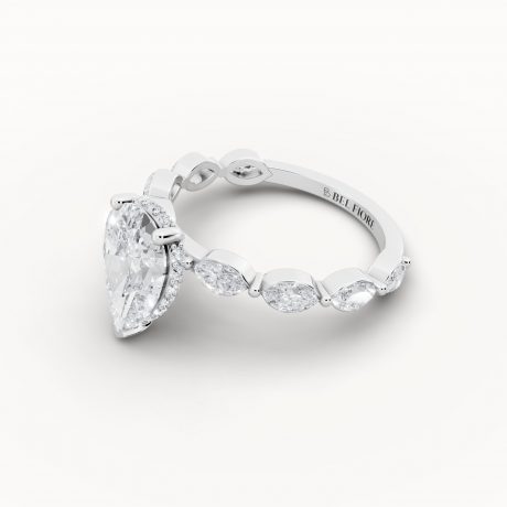 Classic Diamond Band Engagement Ring white gold, side view
