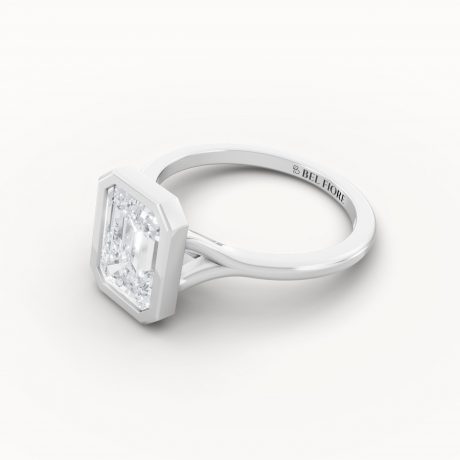 Bezel Set Solitaire Engagement Ring, White Gold, Side View