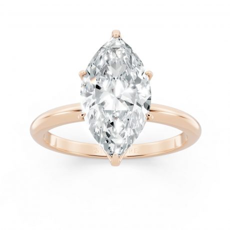 Refined Single Stone Engagement Ring in rose gold, front view