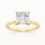Dainty Classic Solitaire Engagement Ring in yellow gold, front view