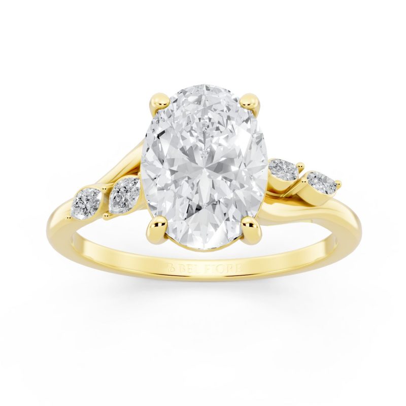Melody Twist Solitaire Engagement Ring in yellow gold, front view