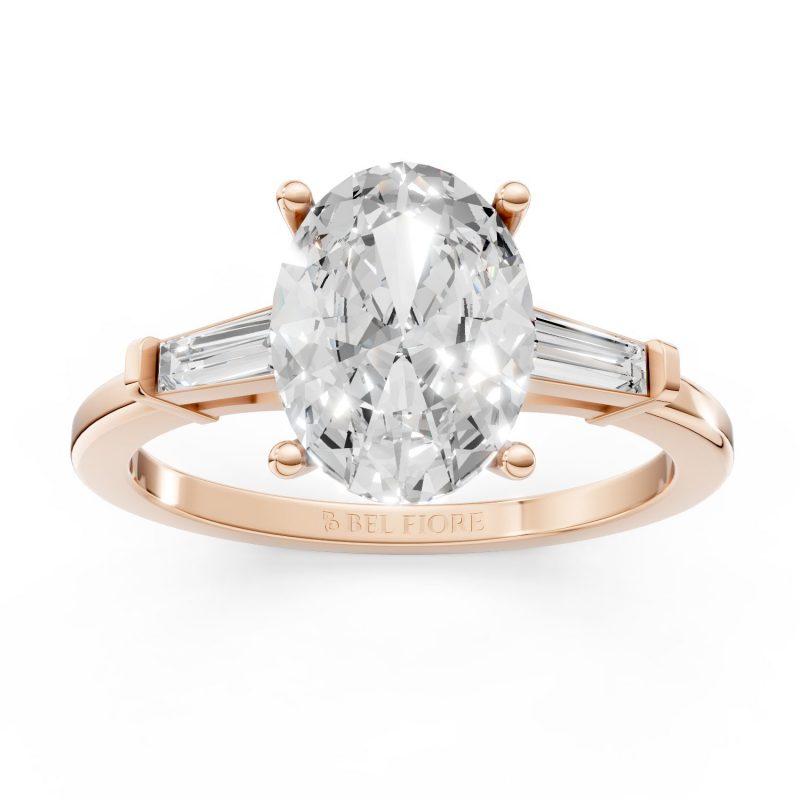 Modern Sculpted Twist Engagement Ring in rose gold, front view