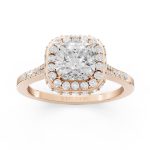 Classic white Engagement Ring in rose gold, front view
