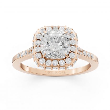 Classic white Engagement Ring in rose gold, front view