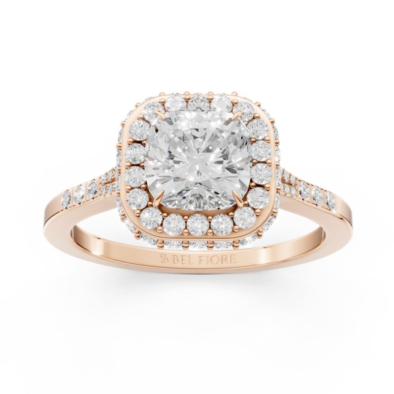 Classic white Engagement Ring in rose gold, front view
