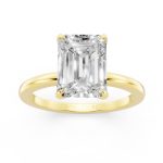Inspired Solitaire white Engagement Ring in yellow gold, front view