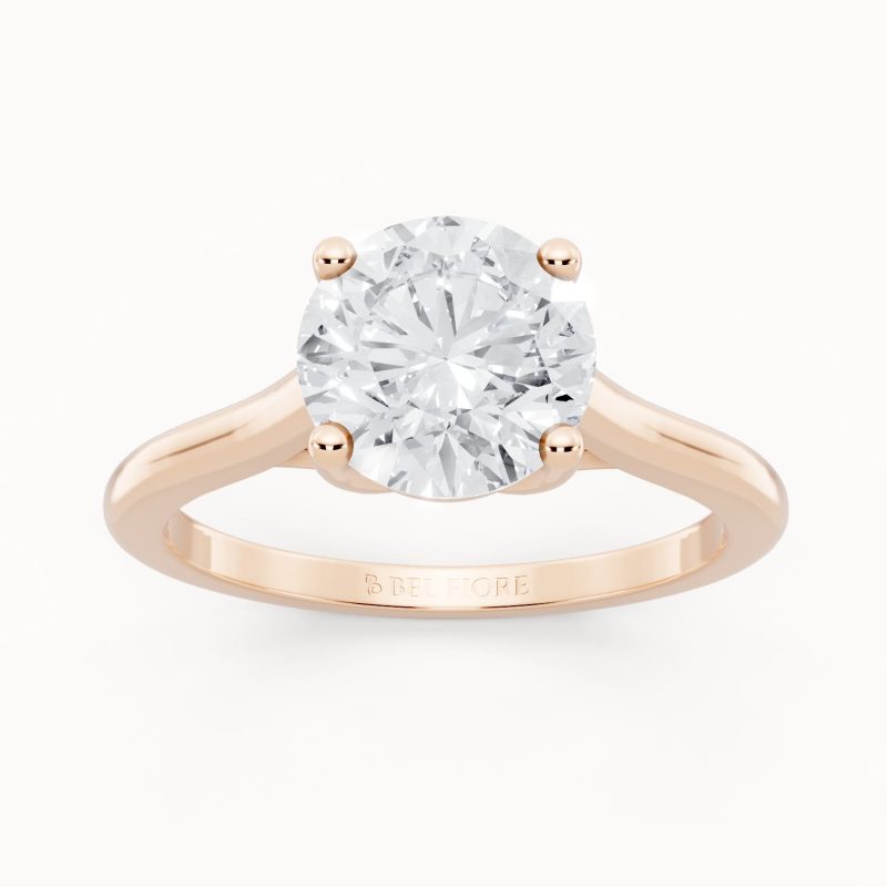 Modern Sculpted Solitaire Engagement Ring in rose gold, front view