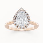 Pear Shape Solitaire Engagement Ring in rose gold, front view