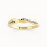 Twisted Diamond Wedding Band in yellow gold, front view