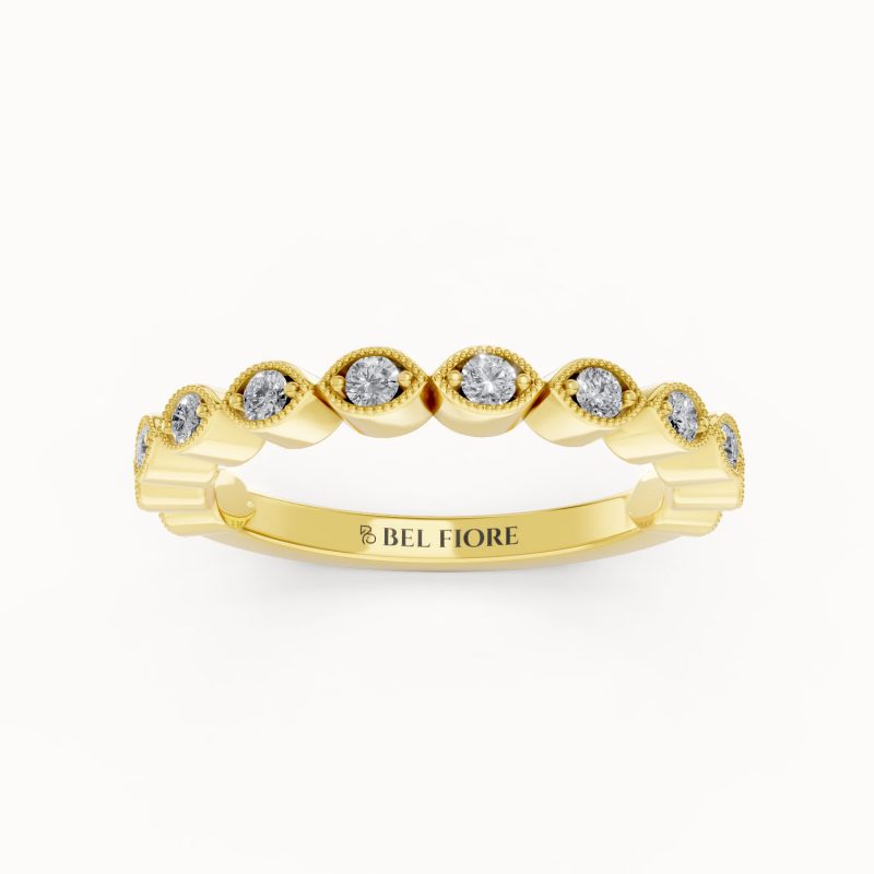 Bezel-Set Diamond Wedding Band in yellow gold, front view