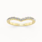 V-Shaped Diamond Wedding Band in yellow gold, front view
