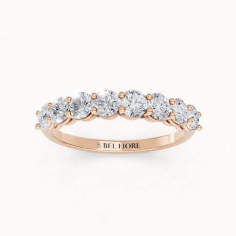 Claw-Set Diamond Wedding Band in rose gold, front view
