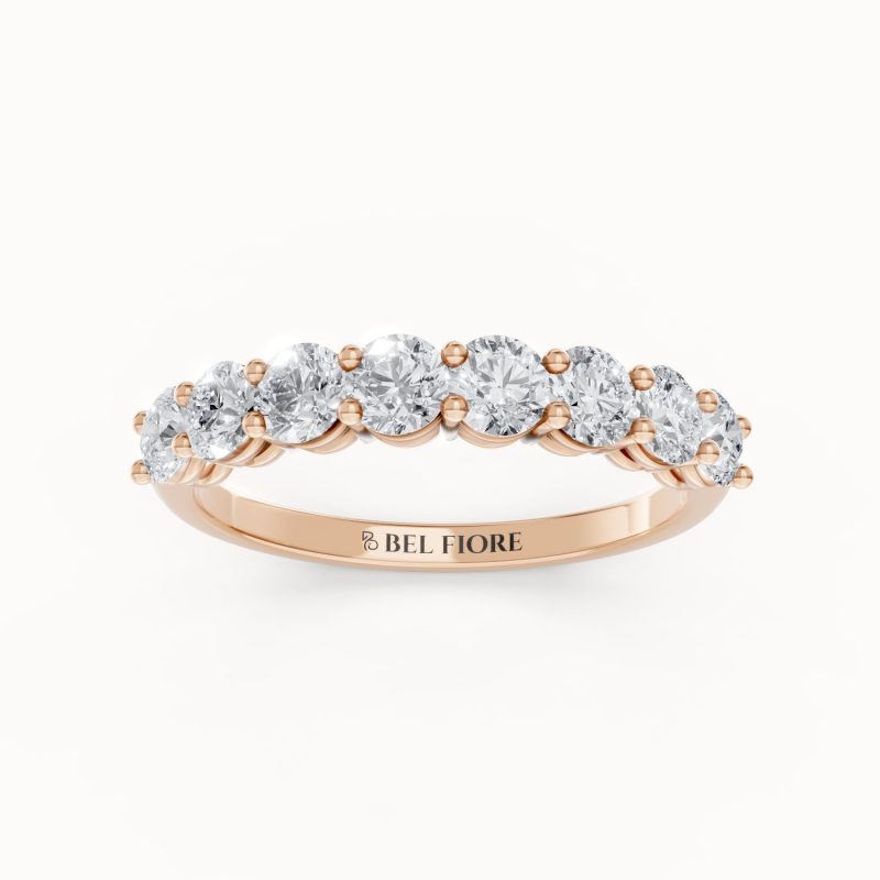 Claw-Set Diamond Wedding Band in rose gold, front view