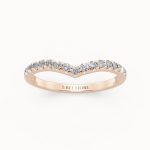 V-Shaped Diamond Wedding Band in rose gold, front view