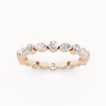 Alternating Marquise Diamond Wedding Band in rose gold, front view