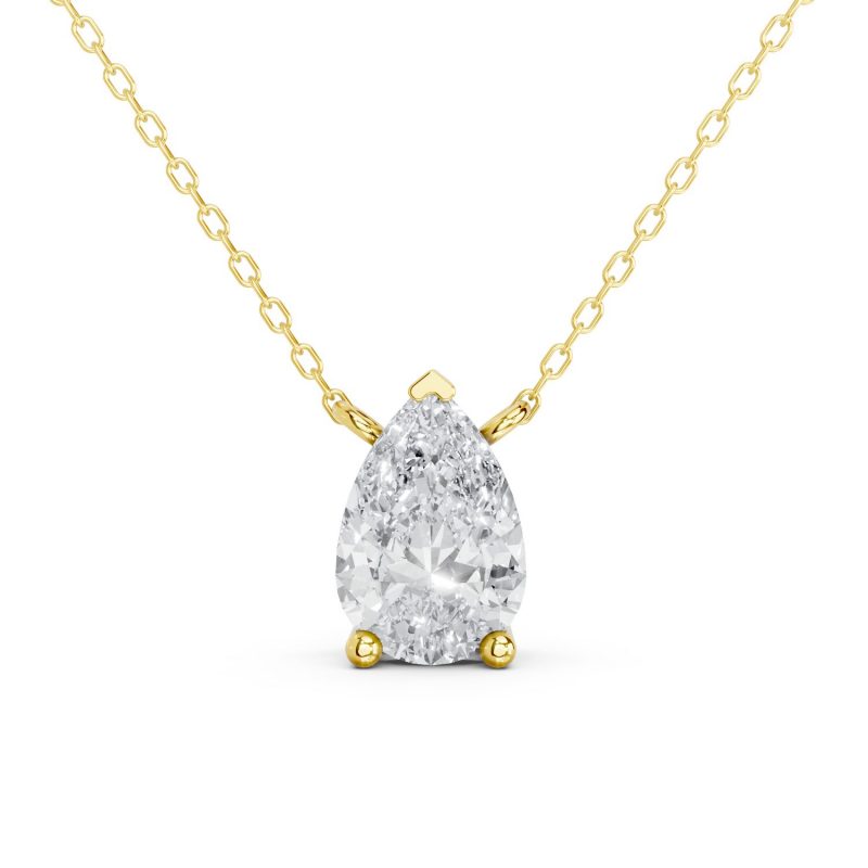 Pear Shape Diamond Pendant in yellowgold, front view