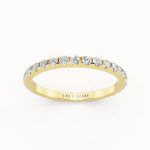 Half Eternity Diamond Wedding Band in yellow gold, front view