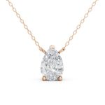Pear Shape Diamond Pendant in rose gold, front view