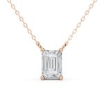 Emerald Cut Diamond Pendant in rose gold, front view