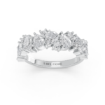 Mixed-shape diamond wedding ring in white gold, front view