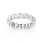Oval eternity diamond wedding ring in white gold, front view
