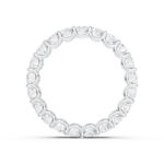 Oval eternity diamond wedding ring in white gold, angled view